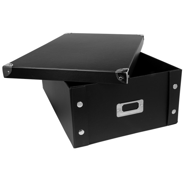 Ordnungsbox, faltbar, mit Deckel, 40,5cm x 28cm x 14,5cm, schwarz