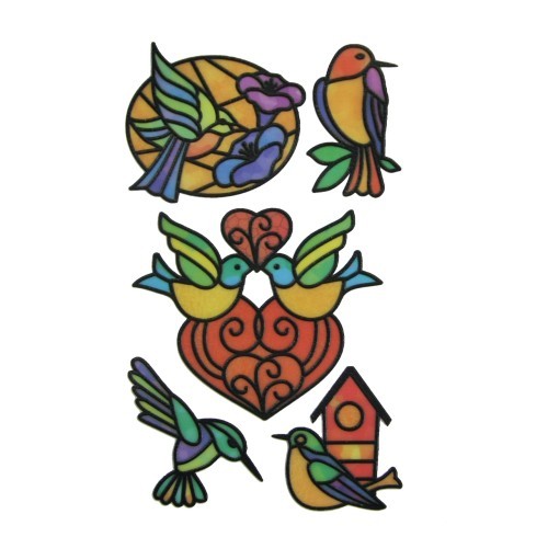 Glas-Design-Stickerbogen, 15 x 9 cm, Vögel