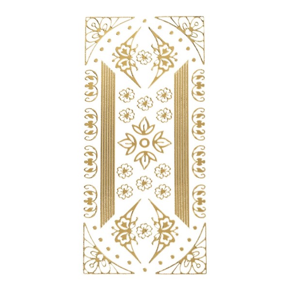 Sticker, Blumen-Ornamente, Ecken & Linien, Perlmuttfolie, gold