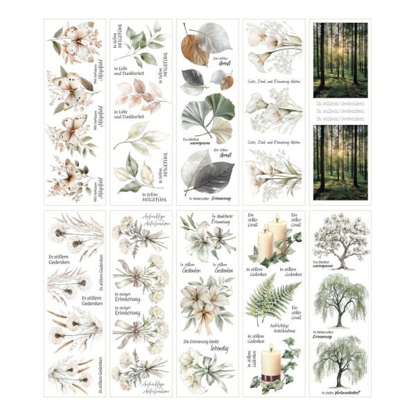 Premium-Transfers, Kondolenz & Schriften, 10cm x 30cm, farbig, 10 Bogen
