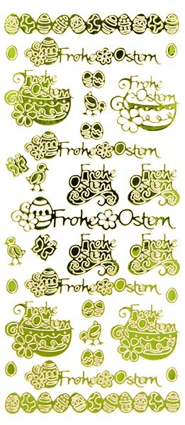 Sticker, Frohe Ostern, Spiegelfolie, grün