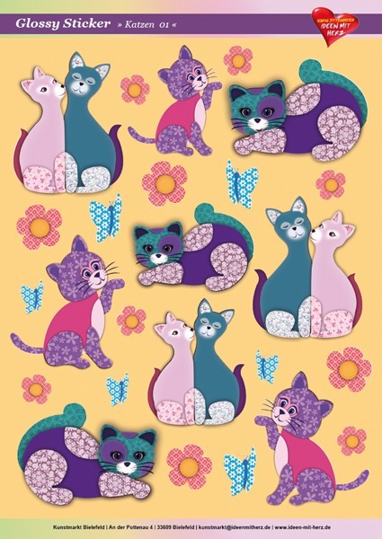 Ultra Gloss Stickerbogen, Katzen 1