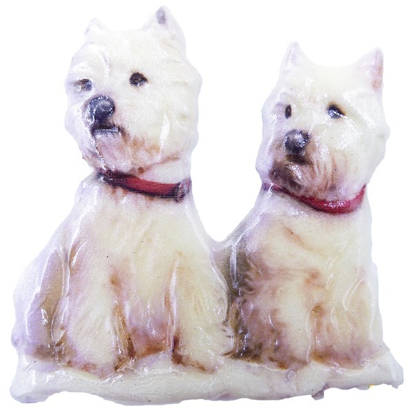 Wachsornament Hunde 10, farbig, geprägt, 7cm