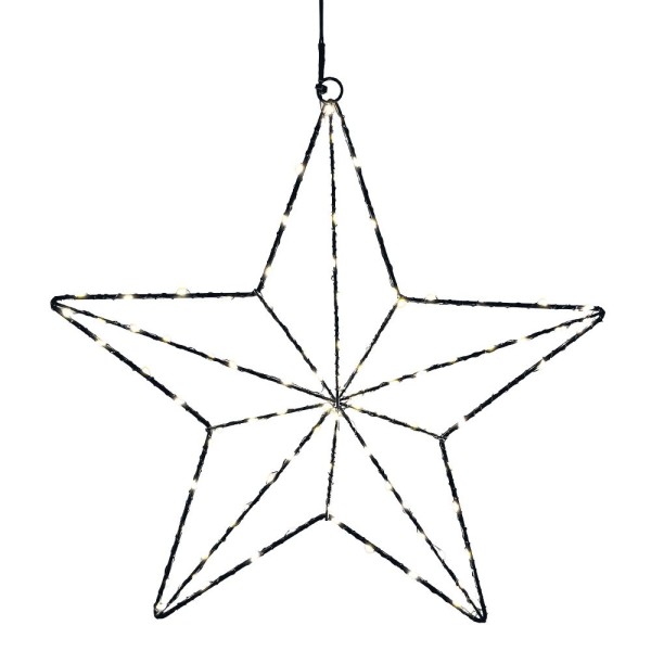 3-D LED-Metallstern zum Aufhängen, 34,8cm x 5,2cm x 35cm, 100 LEDs in Warmweiß, mit Timer
