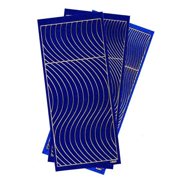 Microglitter-Sticker, Schwung-Linien, 3 Bogen, blau