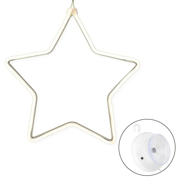 LED-Stern, 24,5cm x 23,5cm x 1,3cm, Lichterband in warmweiß, inkl. Timer