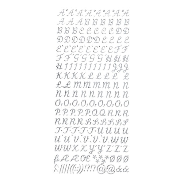 Sticker Alphabet 4, Großbuchstaben, Spiegelfolie, silber
