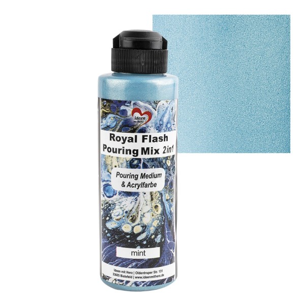 Royal Flash Pouring Mix, 2 in 1, Pouring Medium & Acrylfarbe, mint, 180ml