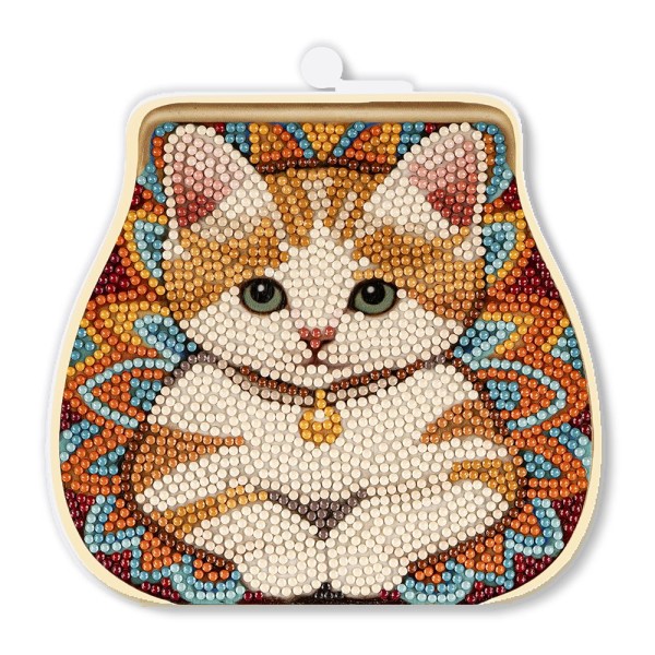 Diamond-Painting-Grußkarte Portemonnaie, Boho-Katze, Einleger & Umschlag