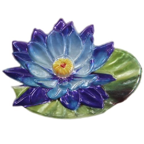 Wachsornament, Seerose, farbig, geprägt, 8,5x6,5cm, Design 1