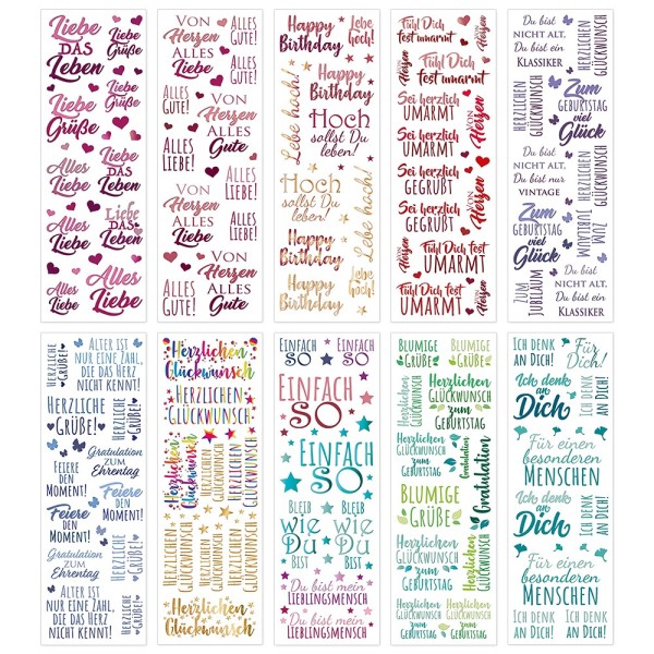 Premium-Transfers, Glückwünsche, 10cm x 30cm, farbig, 10 Bogen