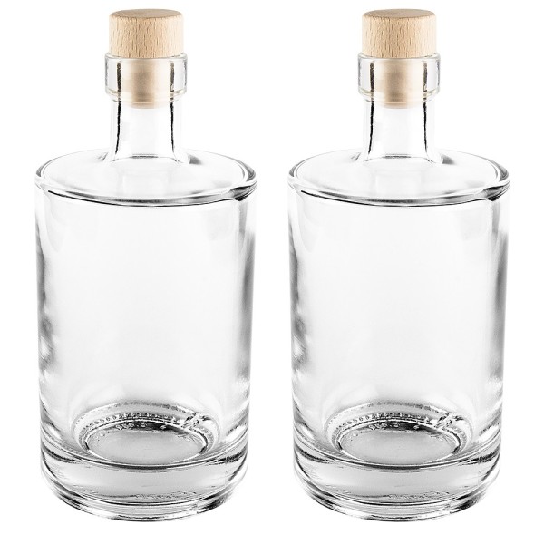 Glasflaschen mit Korken, Ø 8,5cm, 18cm hoch, 500ml, 2 Stück