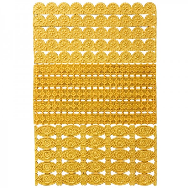 Wachs-Bordüren, Blumen, goldfarbig, 3er Set