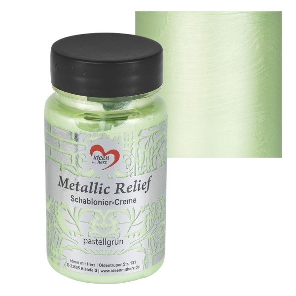 Metallic Relief, Schablonier-Creme, pastellgrün, 90ml