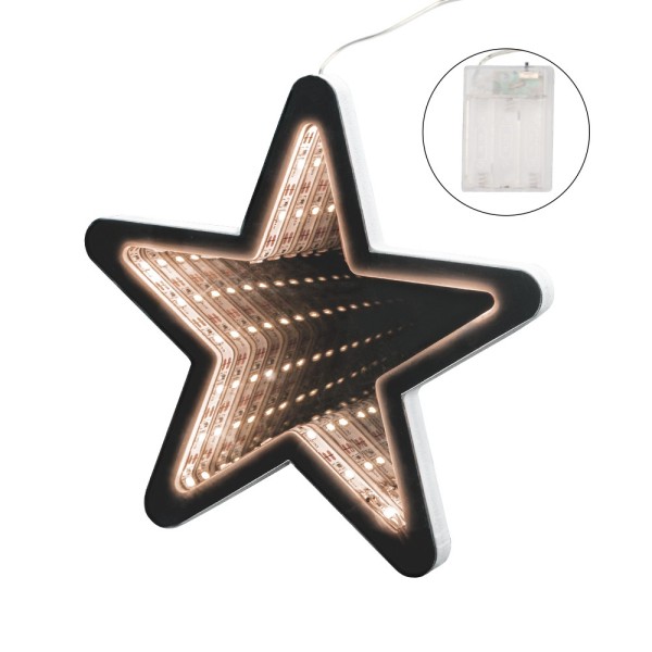 LED-Stern Infinity, 15cm x 1,2cm x 14,2cm, warmweiß, inkl. Timer