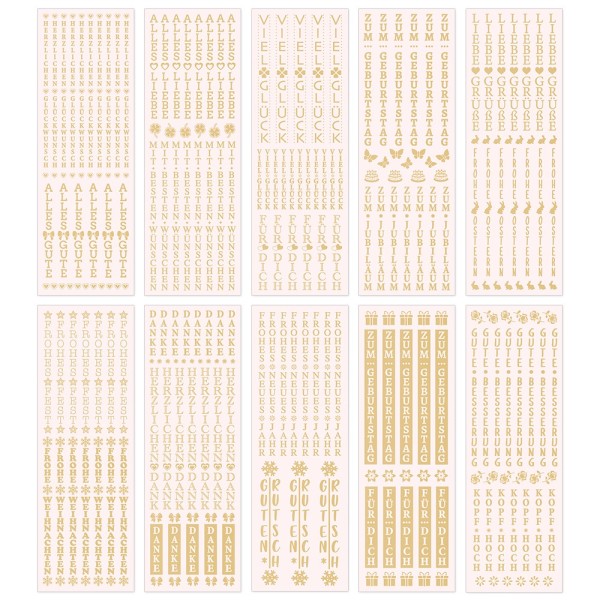 Aqua-Transfers Deluxe, Wünsche rund ums Jahr, vertikal, 10cm x 30cm, Goldfolie, 10 Bogen
