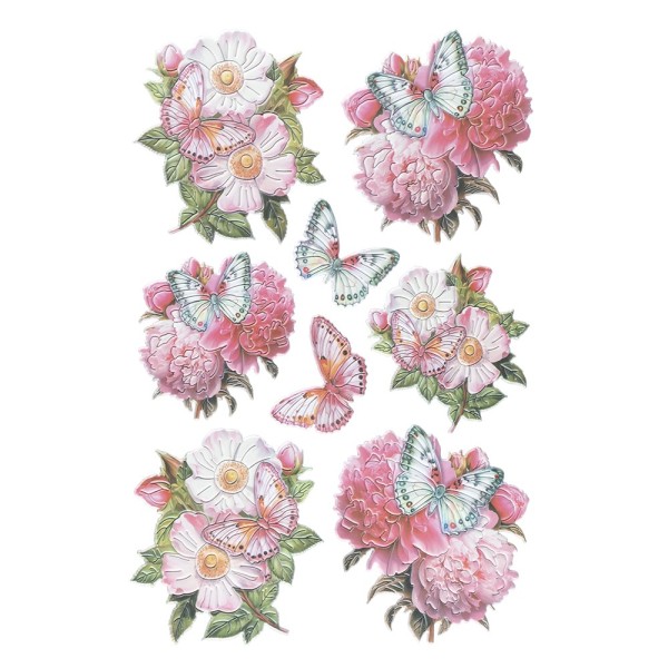 3-D Relief-Sticker, Schmetterlinge & Blumen 2, Design 4, verschiedene Größen, selbstklebend
