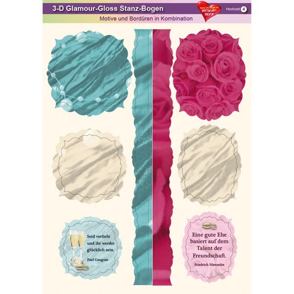 3-D GlamourGloss Bogen, Hochzeit, DIN A4, Motiv 4