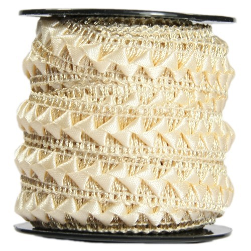 Bordürenband, Stoff, edle Dreiecke, 17mm x 10m, beige