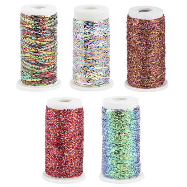 Metallic-Garn, 5 x 30 m, multicolor Pfau, Horizont, Koralle, Abendrot, Opal