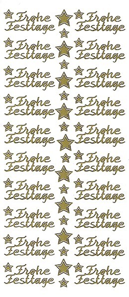 Sticker, Schrift, Frohe Festtage, gold