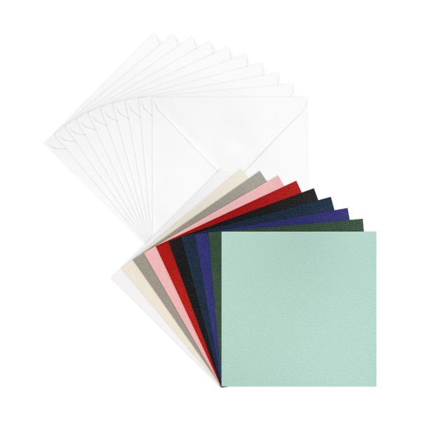 Grußkarten & Umschläge, Textur 3, 11cm x 11cm, 10 Farben, 20-teilig