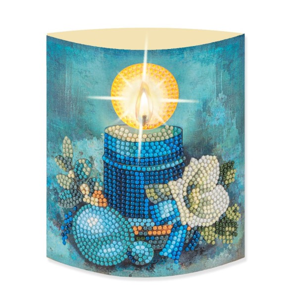 Diamond-Painting-Aufstellkarte mit LED-Licht, Kerze mit weißer Christrose, inkl. Timer