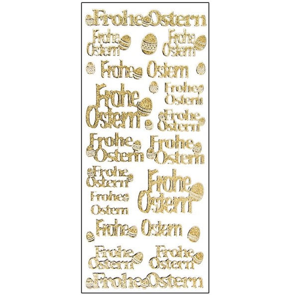 Microglitter-Sticker, Frohe Ostern, gold