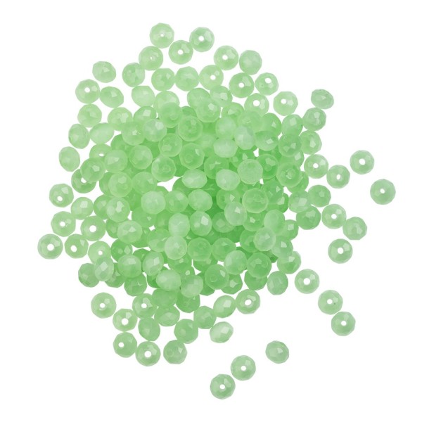 Perlen, rund, Ø 4mm, facettiert, gefrostet, hellgrün, 180 Stück