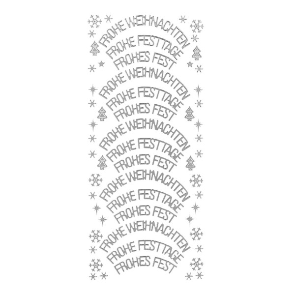 Sticker, Wünsche/Weihnachten, Perlmuttfolie, silber