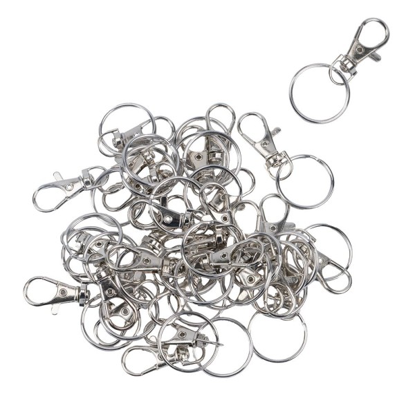 Karabiner mit Schlüsselring Maße Schlüsselring Ø2,5cm, silberfarben, 30 Stück