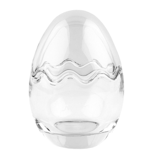 Glas-Ei, 2-teilig, Ø 8,2cm, 11,6cm hoch, abnehmbarer Deckel, klar