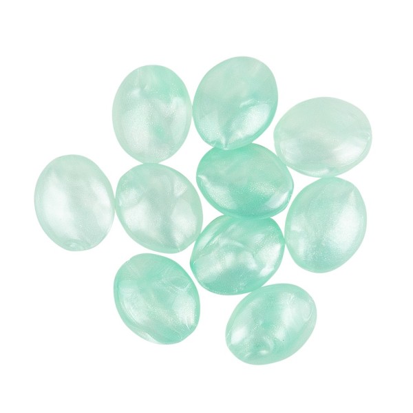 Perlen, oval, 2cm x 2,5cm, Jade-Optik, mint, perlmutt-schimmernd, 10 Stück