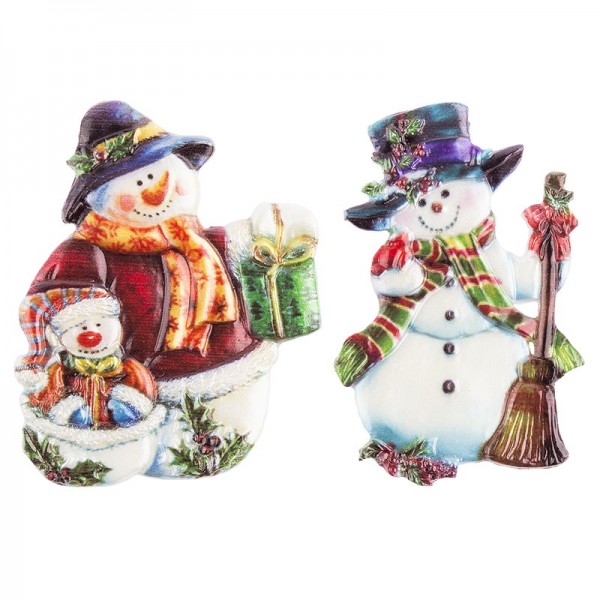 Wachsornamente, 2er Set, Schneemänner