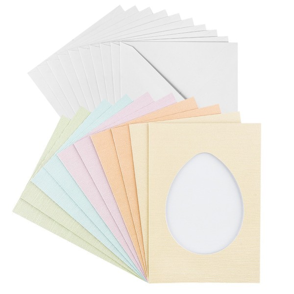 Passepartout-Grußkarten Ei, B6, Pastelltöne, inkl. Umschläge, 10 Stück