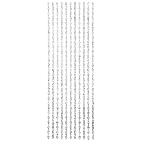 Glitzer-Bordüren "Ramona", Sticker-Linien, 30cm lang, 4mm breit, silber