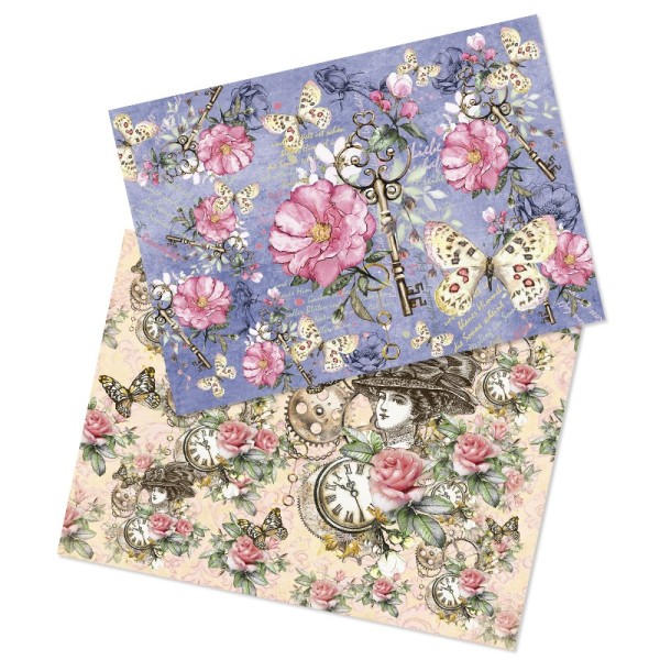 Reispapiere, Nostalgie "Blüten 1", DIN A4, 2 Designs