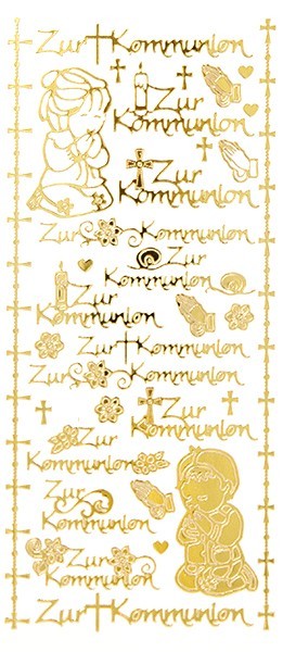 Sticker, Zur Kommunion, Spiegelfolie, gold