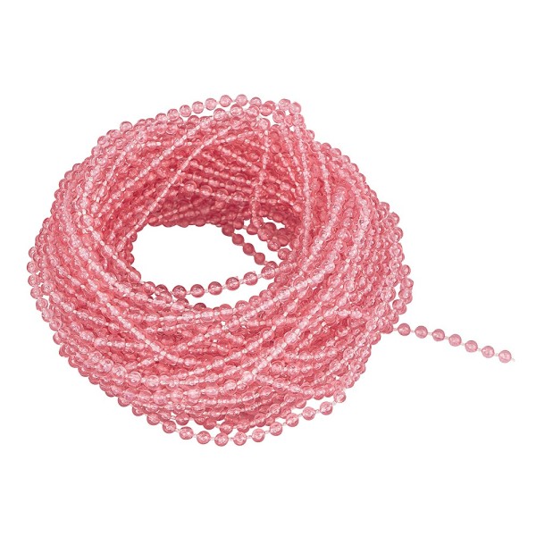 Perlen-Band, 10m lang, Perlen: Ø 3mm, transparent, rosa