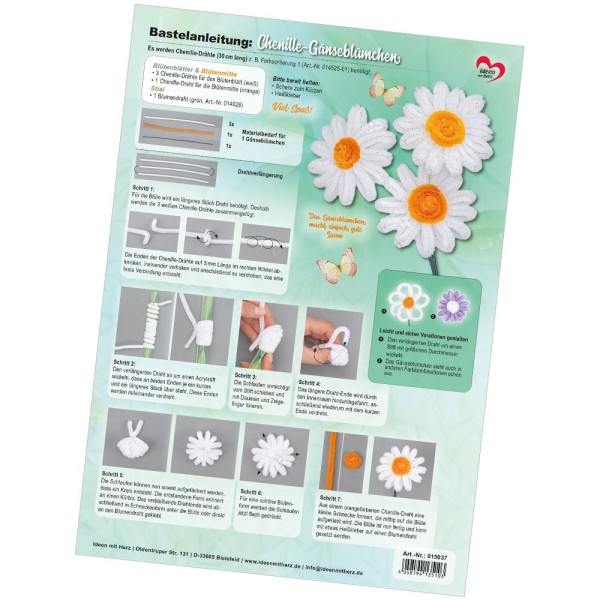 Bastelanleitung: Chenille-Gänseblümchen, DIN A4