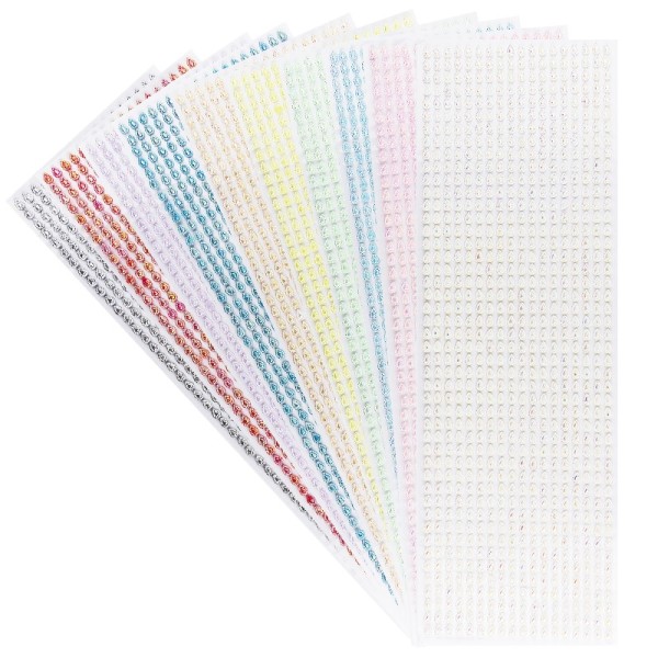 Schmuckstein-Bordüren, selbstklebend, facettiert, irisierend, 10cm x 30cm, Tropfen, 10 stück
