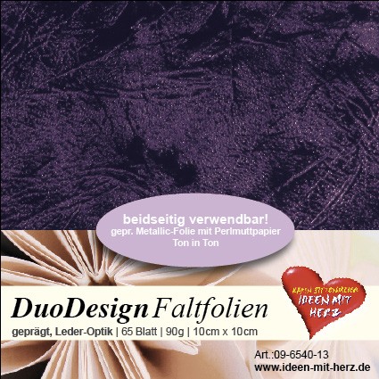 DuoDesign Faltfolien, Leder-Optik, 10cm x 10cm, 65 Blatt, aubergine