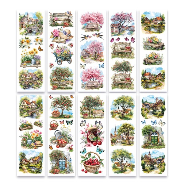 Premium-Transfers, Dorf-Idylle, 10cm x 30cm, farbig, 10 Bogen