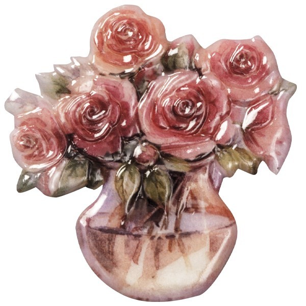 Wachsornament Blumenvasen 3, farbig, geprägt, 6,5cm