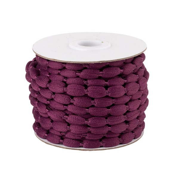 Pompon-Band, Ø 1cm, 10m, auf Rolle, aubergine