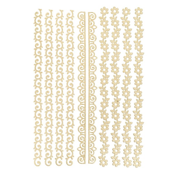 3-D Sticker Deluxe, Florale Bordüren 2, 21cm x 30cm, gold, selbstklebend