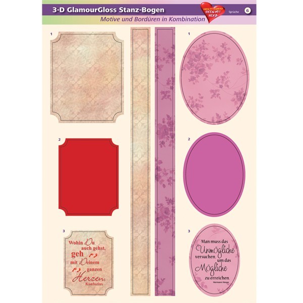 3-D GlamourGloss Bogen, Sprüche, DIN A4, Motiv 6