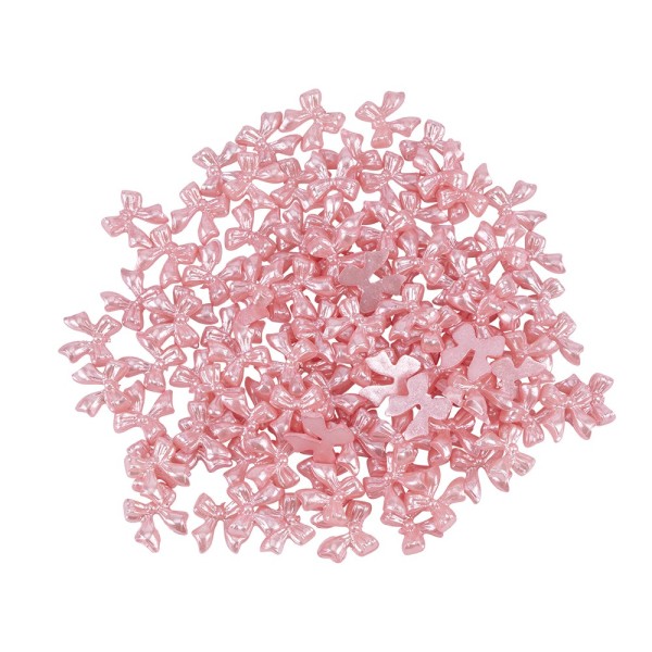 Miniatur-Schmuckstein-Schleifen, perlmutt, 0,9cm x 1cm x 0,2cm, pastell-pink, 100 Stück