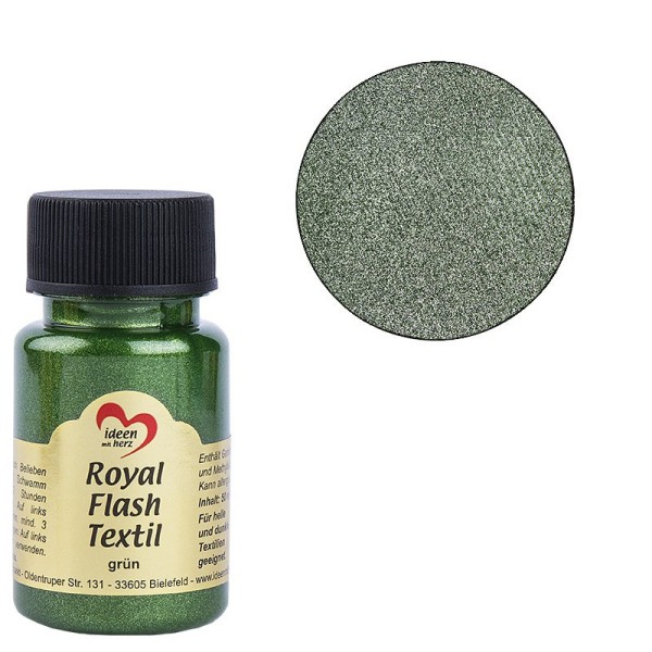 Royal Flash Textil, Glitzer-Metallic-Farbe, 50 ml, grün