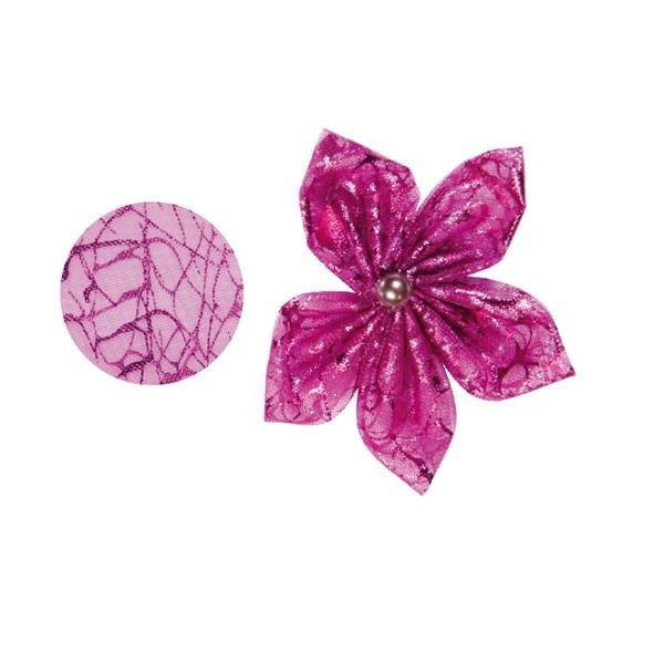 Organza-Stanzform, Krakelee, rund, Ø6cm, pink, 50 Stück